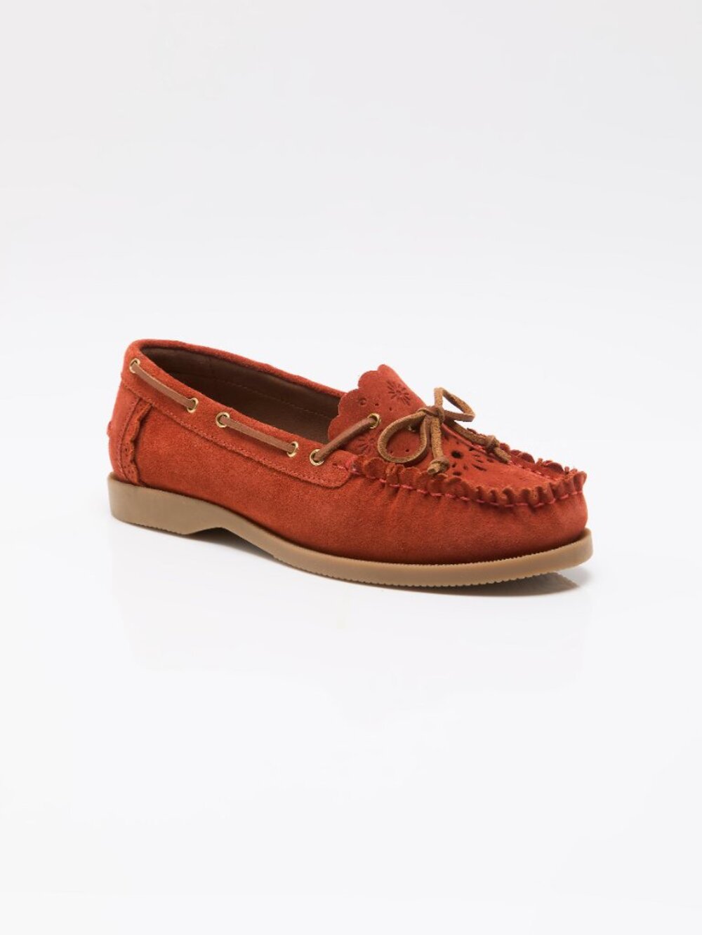 FREE PEOPLE Lagoon Cut Out Boat Shoes / Rust Suede - Picture 6 of 12
